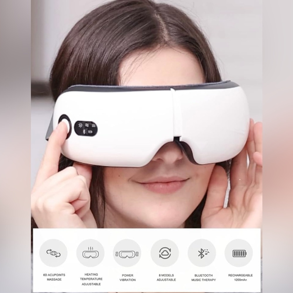 Eyeology Wireless Eye Massager with Bluetooth Speakers - White